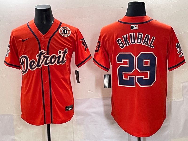 Men 2025 Detroit Tigers #29 Skubal Orange Fashion Nike MLB Jersey style 7156->detroit tigers->MLB Jersey